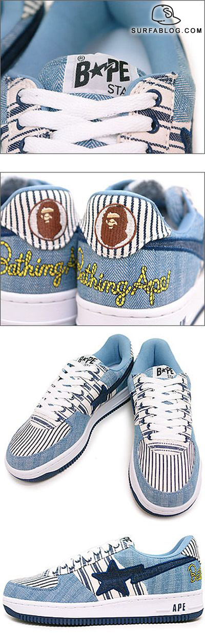 patchwork denim bape shoes